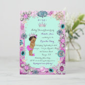 Invitation Princesse Baby shower Invitation, Princesse, bleu (Debout devant)