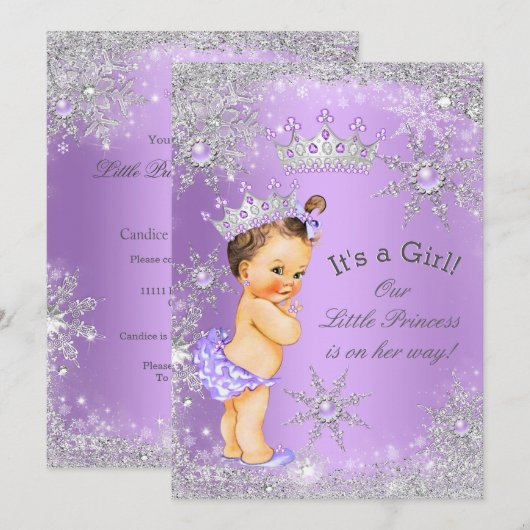 Invitation Princesse Baby shower Lavender Wonderland (Devant / Derrière)