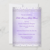 Invitation Princesse Baby shower Lilac Lace Tiara Brunette (Dos)