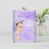 Invitation Princesse Baby shower Lilac Lavender Tiara Brunett (Debout devant)