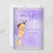 Invitation Princesse Baby shower Lilac Lavender Tiara Brunett (Devant)