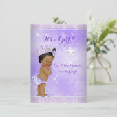 Invitation Princesse Baby shower Lilac Lavender Tiara Ethnic (Debout devant)
