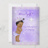 Invitation Princesse Baby shower Lilac Lavender Tiara Ethnic (Devant)
