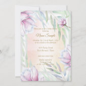 Invitation Princesse Baby shower Lilac Rose Brunette Florale (Dos)