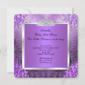 Invitation Princesse Baby shower mignonne bébé fille pourpre (Dos)