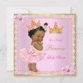 Invitation Princesse Baby shower mignonne fille rose Golden E (Devant)