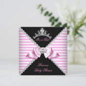 Invitation Princesse Baby shower noir rosé bracelet Bow Diamo (Debout devant)