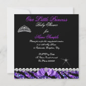 Invitation Princesse Baby shower Parties scintillant pourpre (Dos)
