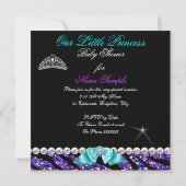 Invitation Princesse Baby shower Parties scintillant violet T (Dos)