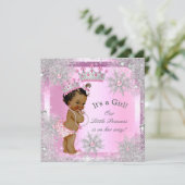 Invitation Princesse Baby shower Pink Winter Wonderland Ethni (Debout devant)