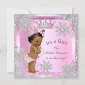 Invitation Princesse Baby shower Pink Winter Wonderland Ethni (Devant)