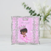 Invitation Princesse Baby shower rose Argent Africain América (Debout devant)