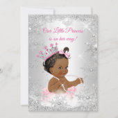Invitation Princesse Baby shower Rose Argent Hiver Ethnique (Devant)