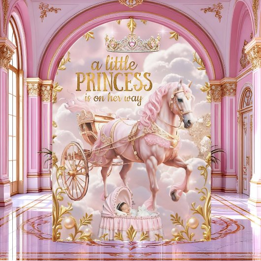 Invitation Princesse Baby shower rose Bassinet de transport