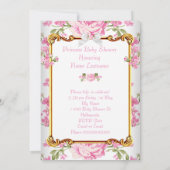 Invitation Princesse Baby shower Rose Blanc Floral Blonde 2 (Dos)