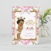 Invitation Princesse Baby shower Rose Blanc Floral Ethnic 2 (Debout devant)