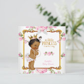 Invitation Princesse Baby shower Rose Blanc Floral Ethnique (Debout devant)