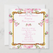 Invitation Princesse Baby shower Rose Blanc Floral Ethnique (Dos)