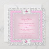 Invitation Princesse Baby shower Rose Blanc Gris Damas B (Dos)