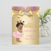 Invitation Princesse Baby shower Rose Gold Ballerina Ethnic (Debout devant)