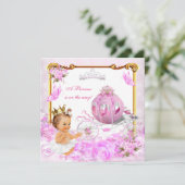 Invitation Princesse Baby shower Rose Gold Carriage Tiara (Debout devant)