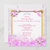 Invitation Princesse Baby shower Rose Gold Carriage Tiara (Dos)