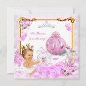 Invitation Princesse Baby shower Rose Gold Carriage Tiara (Devant)