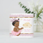Invitation Princesse Baby shower Rose Gold Ethnic Girl (Debout devant)