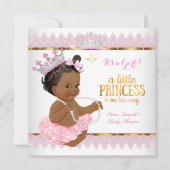 Invitation Princesse Baby shower Rose Gold Ethnic Girl (Devant)