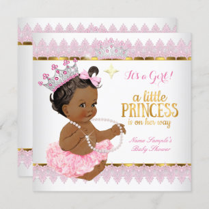 Invitation Princesse Baby shower Rose Gold Ethnic Girl
