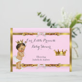 Invitation Princesse Baby shower Rose Gold fille Brunette (Debout devant)