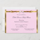 Invitation Princesse Baby shower Rose Gold fille Brunette (Dos)
