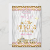 Invitation Princesse Baby shower Rose Gold White Carriage (Devant)