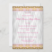 Invitation Princesse Baby shower Rose Gold White Carriage (Dos)