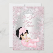 Invitation Princesse Baby shower rose hiver Wonderland (Devant)