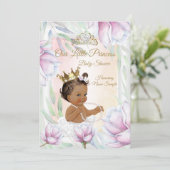 Invitation Princesse Baby shower Rose Lilac Floral Ethnic (Debout devant)