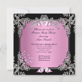 Invitation Princesse Baby shower Rose Noir Tutu Ethnique (Dos)