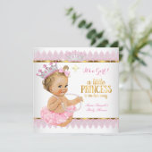 Invitation Princesse Baby shower rose or Blonde fille (Debout devant)