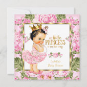 Invitation Princesse Baby shower rose or Rose Floral (Devant)