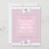 Invitation Princesse Baby shower rose perles blanches Bows Bl (Dos)
