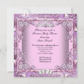Invitation Princesse Baby shower rose pourpre Tutu Brunette (Dos)