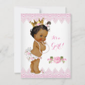 Invitation Princesse Baby shower Rose Rose dentelle blanche e (Devant)
