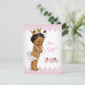 Invitation Princesse Baby shower Rose Rose dentelle blanche e (Debout devant)