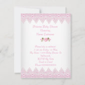 Invitation Princesse Baby shower Rose Rose dentelle blanche e (Dos)