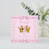 Invitation Princesse Baby shower Rose Rose Lace Bow (Debout devant)