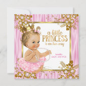 Invitation Princesse Baby shower Rose Silk Floral Blonde (Devant)