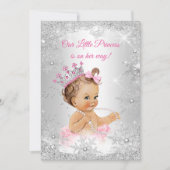 Invitation Princesse Baby shower rose Silver Winter merveille (Devant)
