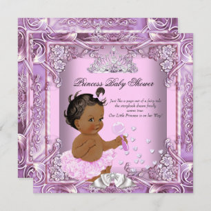 Invitation Princesse Baby shower rose violet Tutu Ethnique