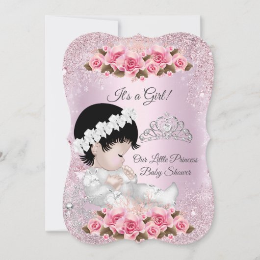 Invitation Princesse Baby shower Roses roses roses roses (Devant)