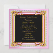 Invitation Princesse Baby shower Silver Pink Gold Chaise Ethn (Dos)
